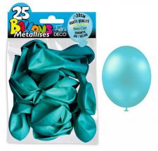 25 ballons metallises bleu ciel 30 cm 