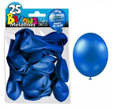 25 ballons metallises bleu marine 30 cm 