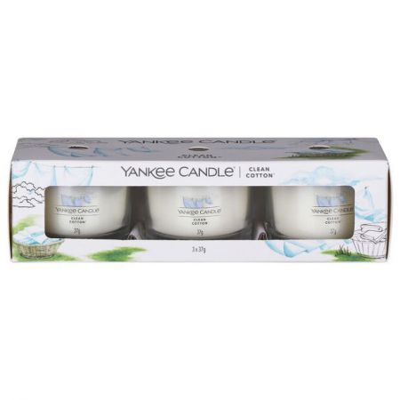 yankee candle douceur et fraicheur pack de 3 filled votives clean cotton 