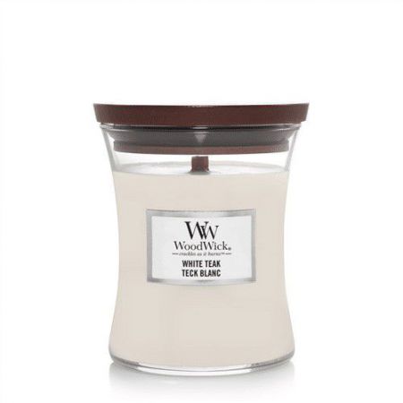 white teak medium candle woodwick 
